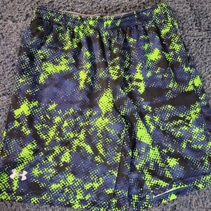 Under Armour Men's Digital Camo Shorts - Blue and Neon Green